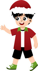 Illustration of Boy Wearing Santa Hat