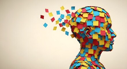 Mental Clarity A Colorful Mosaic of Thoughts and Memories Transforming in Artistic Expression