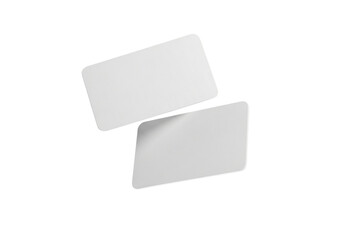 Two blank white rectangular cards overlapping, isolated on transparent background