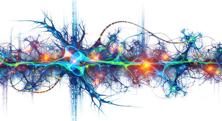 Abstract neural network illustration with glowing connections, perfect for science, technology, and innovative concepts in vibrant color palettes