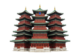 Isolated Three-Tier Pagoda Tower Architecture a Symbol of Chinese Tradition and Culture