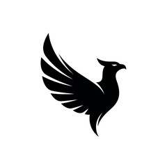 Elegant Phoenix Bird Silhouette Logo Icon.
