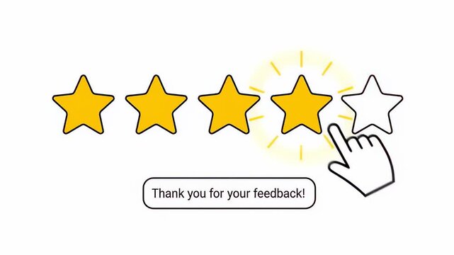 Customer Feedback Rating System with Star Icons and Hand Cursor.