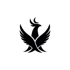 Phoenix Bird with Crescent Moon Symbol.