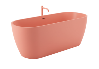 Isolated modern bathtub with faucet, contemporary bathroom fixture, minimalist design idea