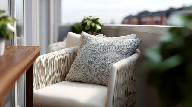 Newly renovated balcony with outdoor furniture. - Powered by Adobe