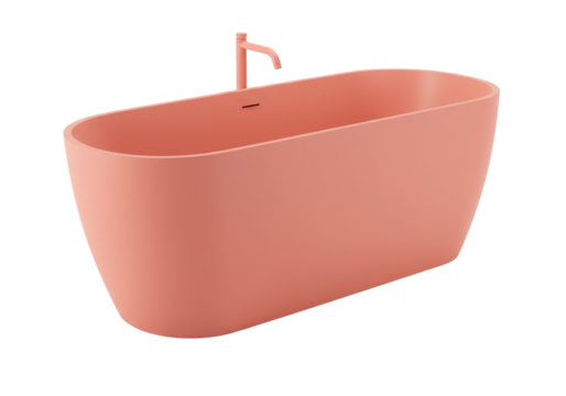 Isolated modern bathtub with faucet, contemporary bathroom fixture, minimalist design idea