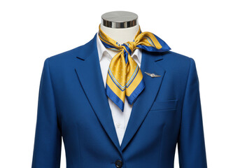 Isolated stewardess uniform costume with necktie and emblem for airline service, uniform style