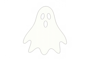 White spooky ghost character with open mouth for halloween celebrations, spirit icon on transparent background