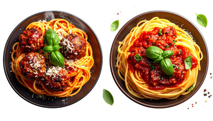 3. Classic Spaghetti Nest and Meatball Plate Set isolated on transparent background