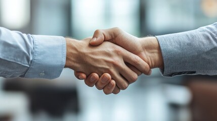 Asian businessman and businesswoman shaking hands in office meeting room business success and partnership concept