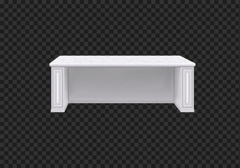 Gray wooden kitchen table with a marble top on a transparent background. Vector illustration.