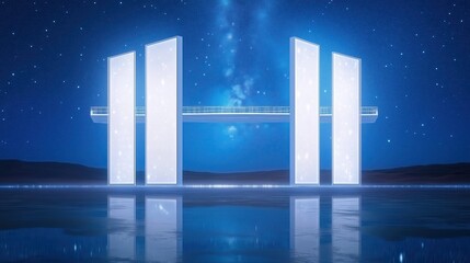 Futuristic Bridge in a Starry Night