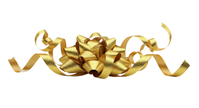 Golden ribbon isolated on white or transparent background