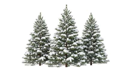 Christmas trees with snow isolated on white or transparent background