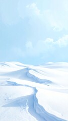 Serene winter landscape with soft snow drifts.