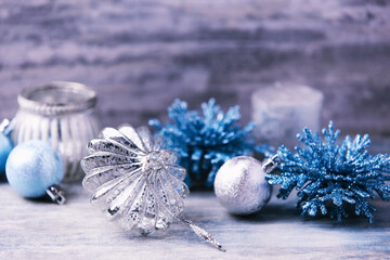 Close-up of a Christmas decoration. Soft focus.	