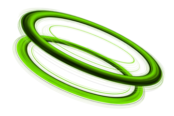 Abstract intertwined green rings isolated on transparent background