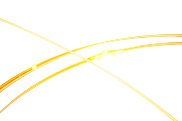 Abstract golden threads intertwined with knot isolated on transparent background