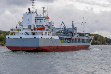 Naklejka premium Close-up of Cargo Ship's Stern and Superstructure