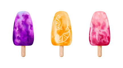 Delicious ice cream and sorbet clip art collection featuring bright fruity flavors in a fun summer design.