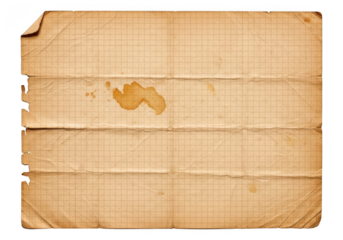 Old accounting paper sheet isolated on transparent background