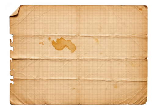 Old accounting paper sheet isolated on transparent background