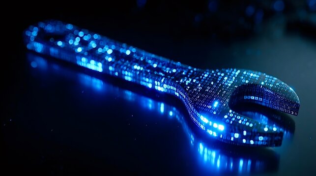 Digital wrench tool representing it support and data management