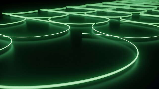 Green Neon Circle Path - Powered by Adobe