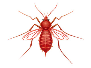 Fototapeta premium Red midge isolated on transparent background, small fly with long legs and wings
