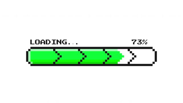 Green arrow styled pixel retro loading bar featuring directional chevron progress animation ProRes Alpha Channel 4K 60fps