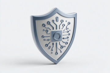 Tech shield with circuitry. Advanced digital protection and secure fintech infrastructure.