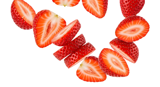 Isolated falling strawberries stock  PNG FILE STOCK IMAGE,.