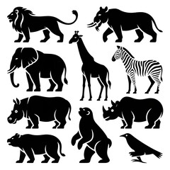 wild animals silhouettes