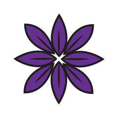 Geometric Purple Petal Flower with Central Star Design