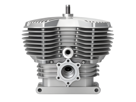 Air compressor cylinder head isolated on transparent background