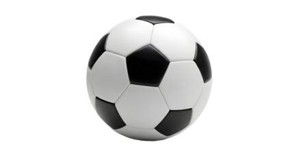 football ball, classic soccer ball, black and white soccer ball isolated on white PNG stock image.