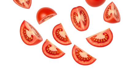fresh tomato, red tomato, tomato cut  on white background PNG file for stock.