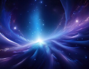 Obraz premium celestial shimmer sparkling indigo light scattering in deep space dreamlike universe background