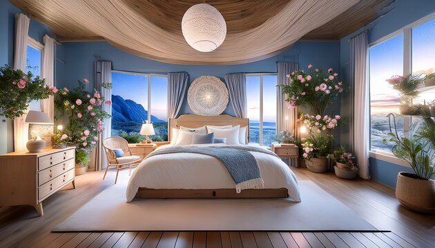 embrace celestial elegance with a touch of floral whimsy perfect for bedrooms or reading nooks