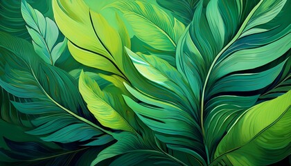 tropical abstraction vibrant emerald and lime hues a glimpse into the heart of the rainforest