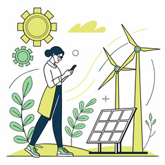 Woman with Phone and Renewable Energy Symbols smartphone