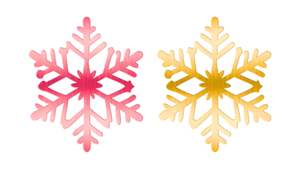 Two vibrant stylized festival snowflakes on a transparent background