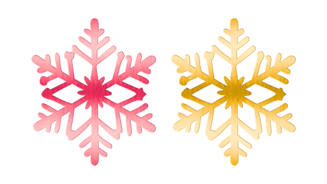 Two vibrant stylized festival snowflakes on a transparent background