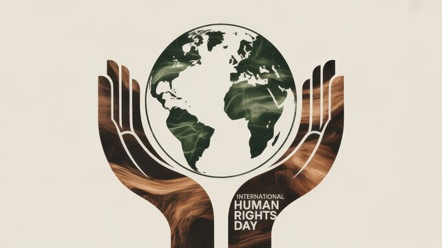 Hands holding the earth symbolizing human rights and global unity