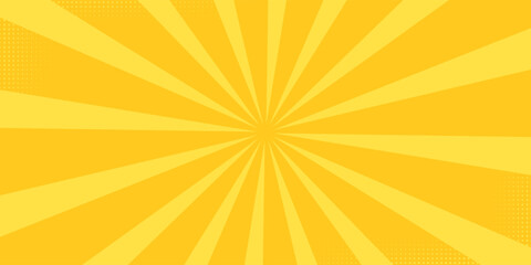 Yellow banner with Sun rays, lines background, light