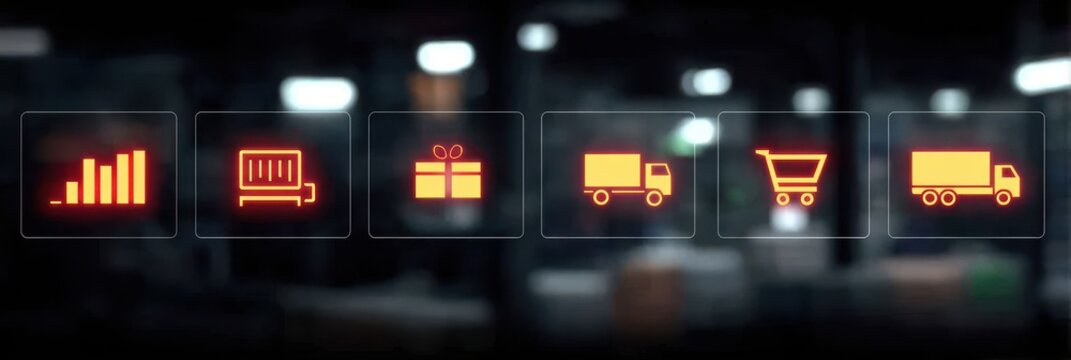 A glowing terminal where review signals enhance logistics shifts and resources optimization while organization action energizes sales potential and stabilizes value in operation