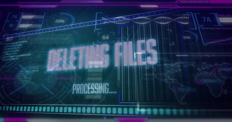 Displaying central DELETING FILES text block on console, showing PROCESSING