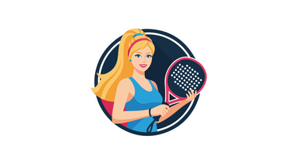 Tennis Girl Cartoon Character with Paddle Racket for Sporty Lifestyle