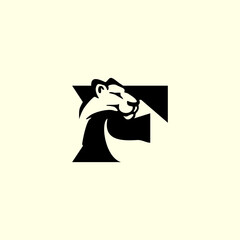 lion shape letter F logo.eps